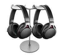 Genérico Support pour écouteurs : double organisateur pour écouteurs, étagère pour base en métal robuste, accessoire d'affichage de table compact, crochet au design équilibré | Avec support