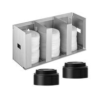 Generico Support pour tasses et couvercles, en acier, 3 compartiments, distributeur de verres de comptoir, pour maison, bureau, appartement, cuisine, salle de sport, fêtes locales et magasins