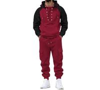 Generico Survêtement homme complet sweat à capuche set médiéval Viking doublé en polaire combinaison de sport Steampunk avec lacets vintage Jésus combinaisons de pirate pour la randonnée de remise en