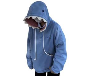 Generico Sweat à Capuche Animaux - Mignon Sweats à Manches Longues Bleu Requin | Sweats à Manches Longues pour Femmes Tops Pulls pour Couple Cartoon à Capuche pour Homme Femme, bleu, S