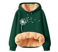 Generico Sweat à Capuche Femme Décontracté Confortable Élégant Polaire Doux Chaud en Peluche Veste Épaissie Lourd Rembourré Veste Teddy Surdimensionnée Outerwear Polaire Manteau Hoodie, vert, XL