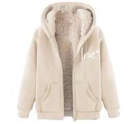 Generico Sweat à Capuche Femme Poilu Couleur Unie Élégant Sweat-shirt en Polaire Chaud Doux Léger Décontracté Veste Outerwear Surdimensionné Lourd Veste Teddy Polaire Épaissie Rembourré Manteau Hoodie