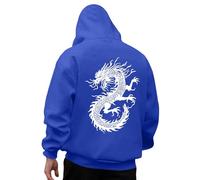 Generico Sweat à Capuche Homme rétro médiéval Sweat à Capuche Ninja Samouraï Japonais Drôle T-shirt à Manches Longues Modèle Imprimé en 3D Dragon Hippie Hiphop Carnaval, bleu, XXXL