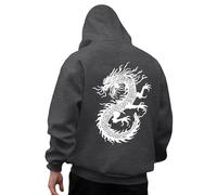 Generico Sweat à Capuche Homme rétro médiéval Sweat à Capuche Ninja Samouraï Japonais Drôle T-shirt à Manches Longues Modèle Imprimé en 3D Dragon Hippie Hiphop Carnaval, gris, XXL