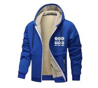 Genérico Sweat à capuche pour homme avec imprimé croix et alphabet Dieu est bon tout le temps Veste en polaire chaude Manteau de Noël décontracté pour usage quotidien, bleu, XXXL