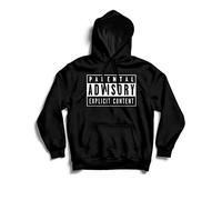 Generico Sweat Explicit Content - Sweat à capuche et poches Rap Contenu explicite attention Hip Hop - Coupe italienne, Noir , L
