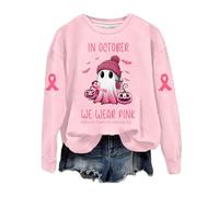 Generico Sweat sans capuche pour femme avec imprimé de lettres, parfait pour l'automne et l'hiver. Élégant et confortable, idéal pour un vêtement décontracté., rose, L