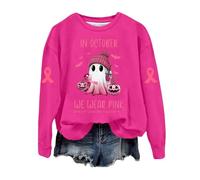 Generico Sweat sans capuche pour femme avec imprimé de lettres, parfait pour l'automne et l'hiver. Élégant et confortable, idéal pour un vêtement décontracté., Rose chaude., S