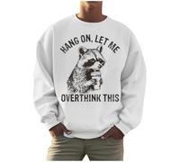 Genérico Sweat-shirt amusant Meme de Raton laveur à manches longues pour l'automne et l'hiver Sweatshirt sarcastique - Laissez-moi reconsidérer ce pull de loisirs avec imprimé, blanc, L