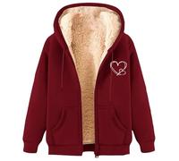 Generico Sweat-shirt en peluche pour femme, confortable, élégant, léger, doux, chaud, couleur unie, molleton à manches longues, veste d'hiver en peluche, matelassée, vêtements lourds, manteau à