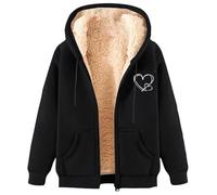 Generico Sweat-shirt en peluche pour femme, confortable, élégant, léger, doux, chaud, couleur unie, molleton à manches longues, veste d'hiver en peluche, matelassée, vêtements lourds, manteau à
