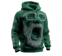 Generico Sweat-shirt Homme avec Père Noël Funny Pull en Flanelle T-shirt à Manches Longues Pantomime Humour Surdimensionné à Capuche Hippie Streetwear Pull Danse de la Route, vert foncé, XL