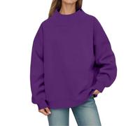 Generico Sweat-shirt pour femme, sans capuche, col mi-haut, décontracté, manches longues, Viola4, L