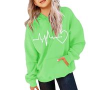 Generico Sweats à Capuche Fille Décontractée Doux Automne Sweats à Manches Longues Fille Léger Confortable Hoodie Hiver Sport Couleur Unie Pull Élégant Streetwear Y2k Sweatshirt Fille, vert, 12 ans