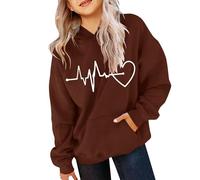 Generico Sweats à Capuche Fille Décontractée Doux Automne Sweats à Manches Longues Fille Léger Confortable Hoodie Hiver Sport Couleur Unie Pull Élégant Streetwear Y2k Sweatshirt Fille, marron, 8 ans