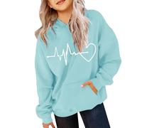 Generico Sweats à Capuche Fille Décontractée Doux Automne Sweats à Manches Longues Fille Léger Confortable Hoodie Hiver Sport Couleur Unie Pull Élégant Streetwear Y2k Sweatshirt Fille, Bleu ciel, 3