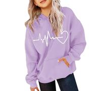 Generico Sweats à Capuche Fille Décontractée Doux Automne Sweats à Manches Longues Fille Léger Confortable Hoodie Hiver Sport Couleur Unie Pull Élégant Streetwear Y2k Sweatshirt Fille, aubergine, 10