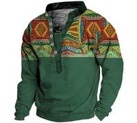 Genérico Sweatshirt à manches longues pour homme, boutons pression, col haut, manches longues, sweat à capuche imprimé 3D, 01 kg, L