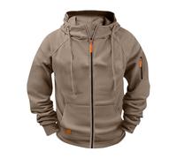 Genérico Sweatshirt pour homme avec fermeture éclair et cordon de serrage à manches longues pour homme Grande taille, Café, XXL