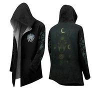 Genérico Sweatshirt style samouraï avec kimono - Manteau long de mythologie nordique - Sweat à capuche pour Halloween - Grand chapeau viking du Moyen Âge, Vert foncé, M