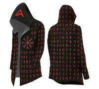 Genérico Sweatshirt style samouraï avec kimono - Manteau long de mythologie nordique - Sweat à capuche pour Halloween - Grand chapeau viking du Moyen Âge, P Noir, M