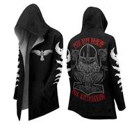 Genérico Sweatshirt style samouraï avec kimono - Manteau long de mythologie nordique - Sweat à capuche pour Halloween - Grand chapeau viking du Moyen Âge, N Noir, M