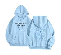 Genérico Sweatshirts à capuche pour femme grande taille, col à capuche imprimé des deux côtés, manches longues, léger, automne, vêtements de rue saison scolaire, H - Bleu clair, M