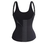 Genérico T-shirt de réservoir de taille pour femme, corset noir avec boucle à quatre, support de compression avec butée de contrôle abdominal pour le travail, le fitness, le yoga, L, Black