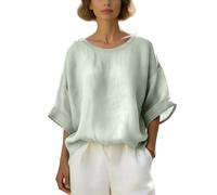 Genérico T-shirt pour femme élégant MurciéLago Chemise à manches courtes avec fleurs et col rond T-shirt en coton et lin ample en mousseline décontractée