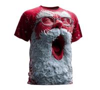 Generico T-shirt pour homme avec impression extravagante du Père Noël Visage Extravagant du Père Noël Vêtements de Style Nonsense Robe pour le premier avril Costume comique Hip-Hop Hippie, rouge, 4XL