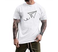 Generico T-shirt pour homme signé léger décontracté à manches courtes basique tee confortable d'été signé surdimensionné T-shirt amusant de sport doux plage taille forte slim fit respirant haut, Blanc
