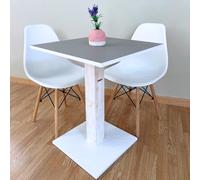 Generico Table bar | BISTROT | restaurant carré avec pied central 60/70/80 cm couleurs assorties (ARENA FT62 EFFET TISSU - BLANC, 60 x 60)