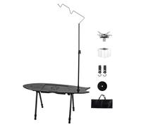 Genérico Table de camping pliable en bois avec hauteur réglable pour pique-nique, randonnée, barbecue, plage, voyage, extérieur, extérieur, jardin, terrasse, café