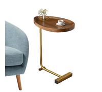 Generico Table de canapé en forme de C étroite pour canapé et | Table basse rustique snack avec cadre en métal, table de canapé mince pour salon, chambre, appartements ou pic