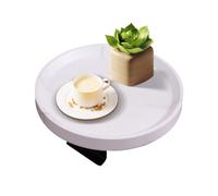 Generico Table de canapé - Plateau rond avec clip, support portable | Organiseur de boissons, collations et télécommande Finition bois | pour canapé, maison, salon, étude