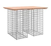 Generico Table de jardin avec base gabion 100 x 70 x 72 cm en bois Douglas | Bois massif non traité - Base en acier galvanisé - Remplissable avec des pierres - Design peu encombrant - Pour patio et cour