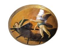 Generico Tableau anges putti baroque peint sur médaillon bombé cadre or 49 x 59 cm NR7