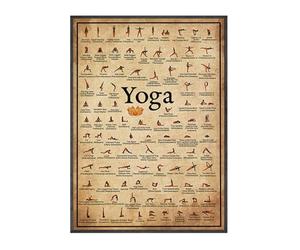 Genérico Tableau de de yoga : papier laminé, affiche 24 x 36 pouces, guide d'entraînement complet Asanas, instructions, noms en sanskrit en anglais, décoration d'arrêt