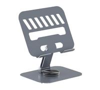 Generico Tablette Stand, Adaptable Tabletphone Holder, 7,48 x 6,14 x 5,24 Inches Size Portable Carbon Steel Build, Rotating Base Riser for Home Use, Meetings, Tabletphone, Black, Grey