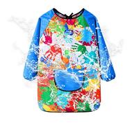 Generico Tablier de peinture pour enfants à manches longues imperméable - Tablier d'art polyester pour jeu désordonné, repas et maternel. Tailles S/M/L/XL pour 3-8 ans, facile à porter et à laver.