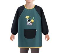 Genérico Tablier de protection imperméable à manches longues pour 80-160 cm pour peindre et manger une protection totale dans les activités artistiques, alimentaires et artisanales, Noir