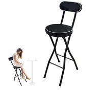 Generico Tabouret de bar pliable portable avec dossier, hauteur 56,9 cm, chaise haute rembourrée pour cuisine, île, extérieur, bar et magasins, blanc (60 cm)