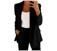 Generico Tailleur Femme de Cérémonie Grande Taille Élégant Tailleur Pantalon Femme Léger et Travail Costume avec Revers Vestes Robe Blazer Élégant avec Ensemble Pantalon/Jupe, Noir , XXX-Large