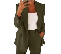 Generico Tailleur Femme de Cérémonie Grande Taille Élégant Tailleur Pantalon Femme Léger et Travail Costume avec Revers Vestes Robe Blazer Élégant avec Ensemble Pantalon/Jupe, 02 # vert, M