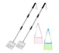 Genérico Tamis de plage extensible avec sacs pour coquillages | Pelle en maille pour escargots - Pour chercheurs, collectionneurs, adultes, camping, personnes âgées et parents, parc
