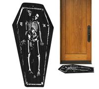 Generico Tapis de cercueil gothique - Tapis d'entrée en velours, tapis de porte d'Halloween | Design texturé antidérapant décoration imprimée avec squelette effrayant pour salon,