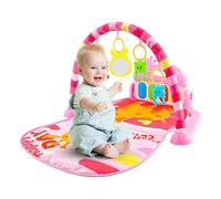 Generico Tapis de jeu 3-12 75 x 58 x 40 cm | Centre d'activités musicales avec 5 jouets sensoriels suspendus cadeau naissance fille développement cognitif tapis, rose, riferimento alla
