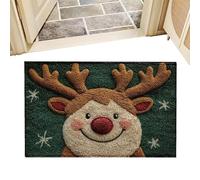 Generico Tapis de porte de Noël | Tapis antidérapant avec rennes | 59,9 x 39,9 cm Paillasson de Noël absorbant - pour porche, entrée, sol, maison, douche, buanderie, patio