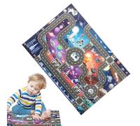 Generico Tapis de pour enfant - Route et voiture - 83 x 57 cm | Tapis de route pliable en nylon robuste - Tapis de interactif - Carte de la ville pour chambre d'enfant et fille (sans vo