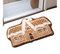 Genérico Tapis de sol en imitation cachemire - Tapis de bain de Noël Eve - Non-Slip Mat | Gingerbread Doormat | Tapis en d'épice pour extérieur | Tapis d'hiver | Collection douce de Noël pour